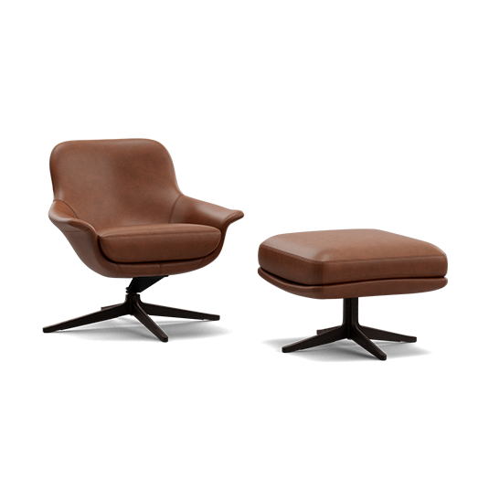 Seymour Low Back Chair with Swivel Base and Footstool